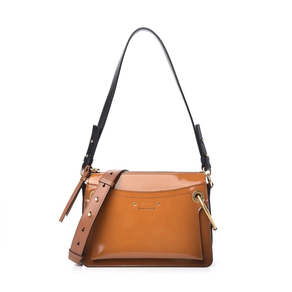 Chloé Roy Patent Leather Shoulder Bag in Caramel